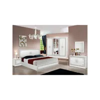 chambre complète 160*200 blanc-gris - hurfa - lit : l 165 x l 206 x h 106 cm