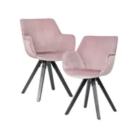 finebuy lot de 2 chaises de salle à manger en velours avec accoudoirs  chaises de cuisine modernes avec pieds noirs  chaise coque confortable rembourrée