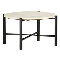 table basse effet marbre blanc et pieds métal noir enyse d 60 cm