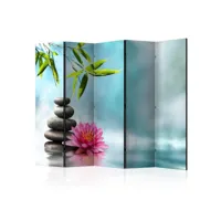 paravent 5 volets - water lily and zen stones ii [room dividers] a1-paravent996