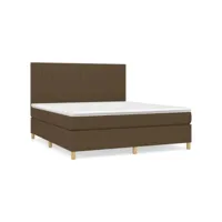 clicnbuy - lits & cadres de lit - lit à sommier tapissier avec matelas marron foncé 180x200 cm