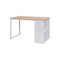 bureau table d'écriture  bureau d'ordinateur bureau informatique 120 x 60 x 75 cm chêne et blanc meuble pro frco46093