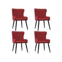 lot de 4 chaises  chaises de salle à manger chaise de cuisine  bordeaux tissu meuble pro frco15789