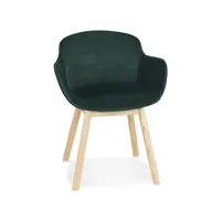 chaise avec accoudoirs 'frida' en velours vert et pieds en bois naturel chaise avec accoudoirs 'frida' en velours vert et pieds en bois naturel