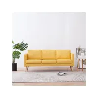 canapé fixe 3 places  canapé scandinave sofa tissu jaune meuble pro frco37342