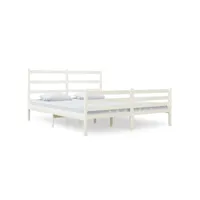 clicnbuy - lits & cadres de lit - cadre de lit blanc bois de pin massif 150x200 cm très grand