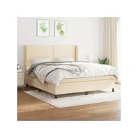 clicnbuy - lits & cadres de lit - lit à sommier tapissier avec matelas crème 180x200 cm tissu