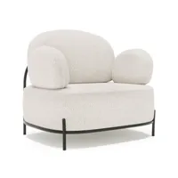 fauteuil design - revêtu de tissu bouclé - baman blanc