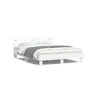 cadre de lit avec tête de lit et led blanc 140x190