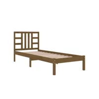 lit adulte  cadre de lit  facile à monter pour adultes, adolescents, enfants marron miel bois massif 75x190 cm petit simple ves285898