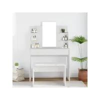 coiffeuse avec miroir blanc 96x40x142 cm