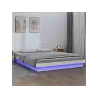 cadre de lit à led blanc 150x200 cm très grand bois massif