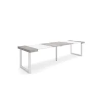 table console extensible console meuble 300 pour 14 personnes pieds bois massif style moderne ciment 386_21