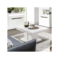 table basse avec allonge blanc brillant - kiele - l 114-144 x l 68 x h 52 cm