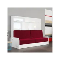 armoire lit escamotable vertigo sofa accoudoirs façade blanc brillant canapé rouge 160*200 cm 20100991085