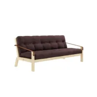 banquette futon poetry en pin massif coloris marron couchage 130 x 190 cm. 20100995903