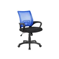chaise de bureau lismore, chaise de travail en maille avec accoudoirs, siège de bureau ergonomique, 59x54h90100 cm, noir et bleu 8052773853781