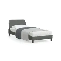cadre de lit avec tête de lit gris foncé 90x190 tissu