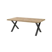 clodius - ensemble buffet et table 170 cm aspect bois piètement x métal noir