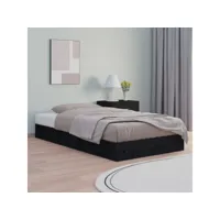 lit adulte contemporain  cadre de lit noir 120x190 cm petit double bois massif