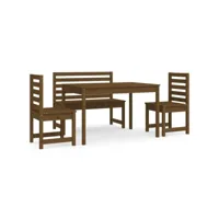 4 pcs ensemble table et chaises de jardin - salon de jardin marron miel bois pin massif pewv22780 meuble pro