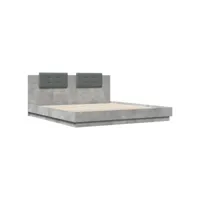 cadre de lit avec tête de lit gris béton 160x200 cm