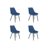 terlo - chaise rembourrée 4 pcs style moderne salon/salle à manger - 84x44x43 - pieds en métal - bleu
