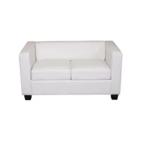 canapé, sofa lille, 2 places ~ simili-cuir, blanc
