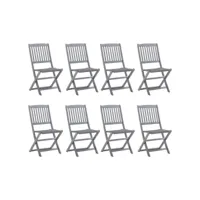 chaises pliables d'extérieur 8 pcs avec coussins bois d'acacia 38