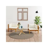 canapés d'angle 2 pcs canapé fixe  canapé scandinave sofa avec coussins blanc crème acacia solide meuble pro frco62731