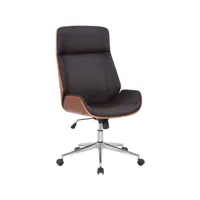 fauteuil de bureau dossier haut avec roulettes synthétique marron et bois noyer hauteur réglable bur10456