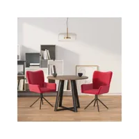 chaises pivotantes salle à manger 2 pcs rouge bordeaux velours