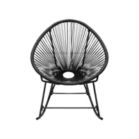 chaise de jardin, chaise à bascule d'extérieur noir résine tressée togp75996