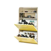 meuble à chaussures chêne abattants jaunes - coloris rideau: rideau chêne happy002ccca