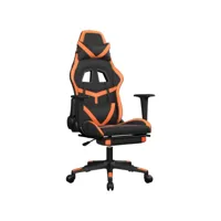 vidaxl chaise de jeu de massage et repose-pied noir&orange similicuir