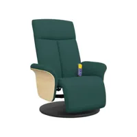 fauteuil inclinable de massage et repose-pieds, fauteuil de relaxation, chaise de salon vert foncé tissu fvbb17589 meuble pro