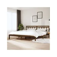 lit adulte contemporain  cadre de lit marron miel bois de pin massif 160x200 cm