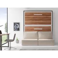 lit escamotable superposé 90x200 avec canapé en tissu ivano-coffrage frêne 3d-façade frêne 3d-canapé gris clair