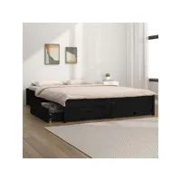 lit adulte contemporain  cadre de lit avec tiroirs noir 200x200 cm