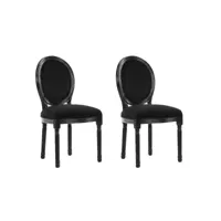 lot de 2 chaises médaillon versailles style louis xvi velours noir 20100872622