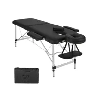 table de massage pliante 2 zones aluminium portable + housse noir helloshop26 2008135