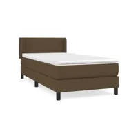 lit adulte, sommier tapissier avec matelas résistant et confortable marron foncé 80x200 cm oia43337 meuble pro