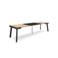 table console extensible console meuble 300 pour 14 personnes pieds en bois style moderne chêne et noir 353_21