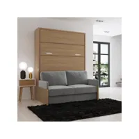 armoire lit escamotable naxos sofa 140*200 cm meriser verona tissu gris 20100995786