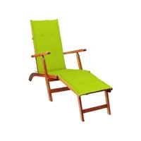 chaise de terrasse avec repose-pied et coussin acacia solide 10