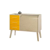 meuble d'entrée chêne 3 tiroirs oranges - coloris rideau: rideau chêne happy300cccm