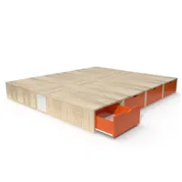 lit double avec rangement tiroirs cube 160x200  vernis naturel,orange litcub160-vo