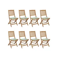 chaises pliables de jardin 8 pcs avec coussins bois d'acacia 53