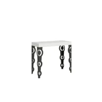 console extensible 90x40-300 cm karamay frêne blanc cadre anthracite
