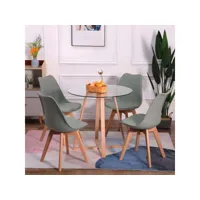 lot de 4 chaises de cuisine en à manger design contemporain scandinave pieds bois de chêne - gris